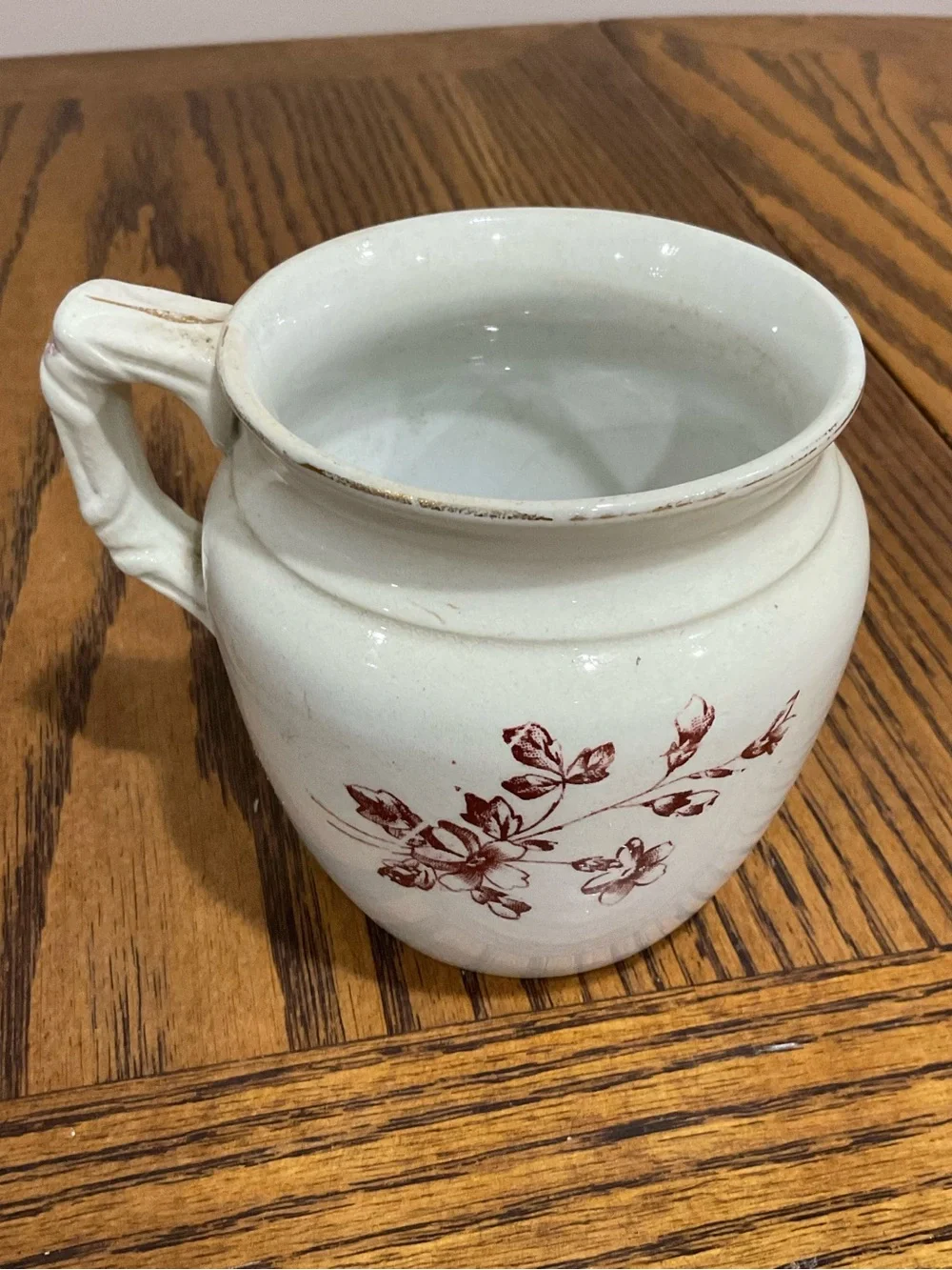 Vintage Antique Ivory Ceramic Floral Chamber Pot and Pitcher Set late 1800s
